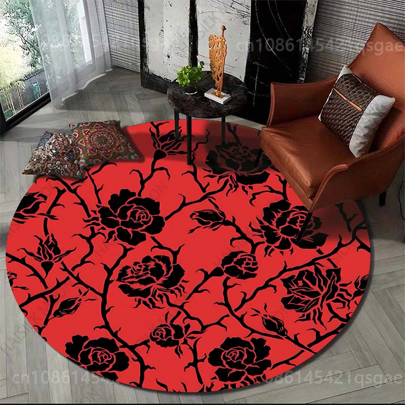 Multiplication Table Mat - Multiple size Black roses on red