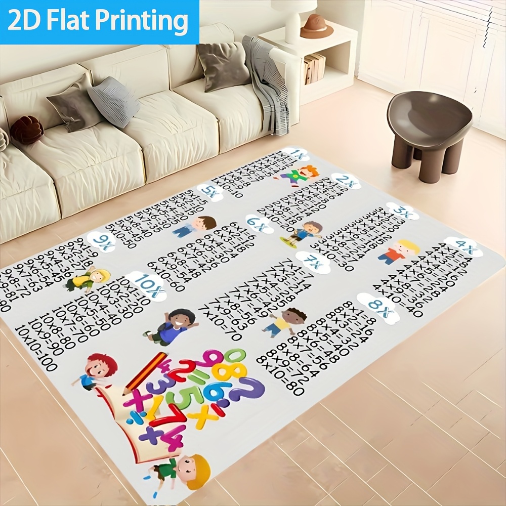 Multiplication Table Mat - 1pc Colorful‑Multiplication‑Table‑Print Area Rug, Easy‑Clean Durable