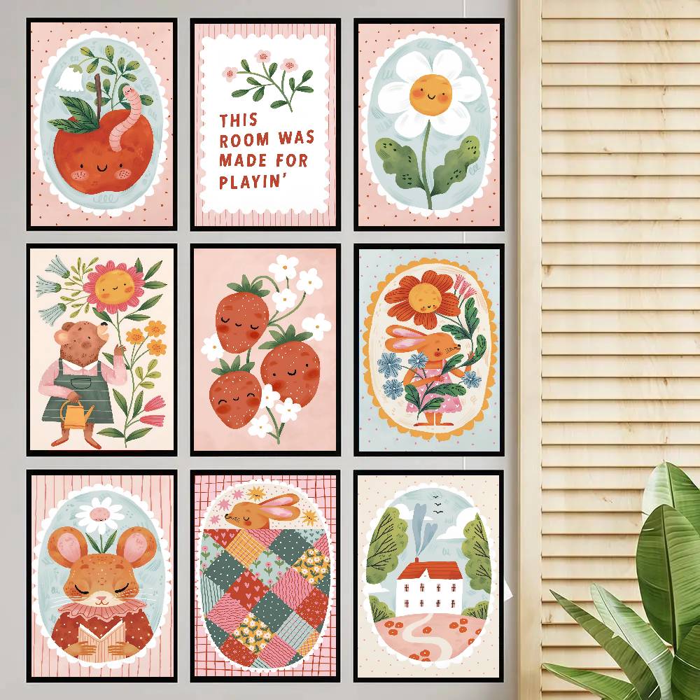 Kids Education Wallpaper - Floral Alphabet Education Kid Prints Poster