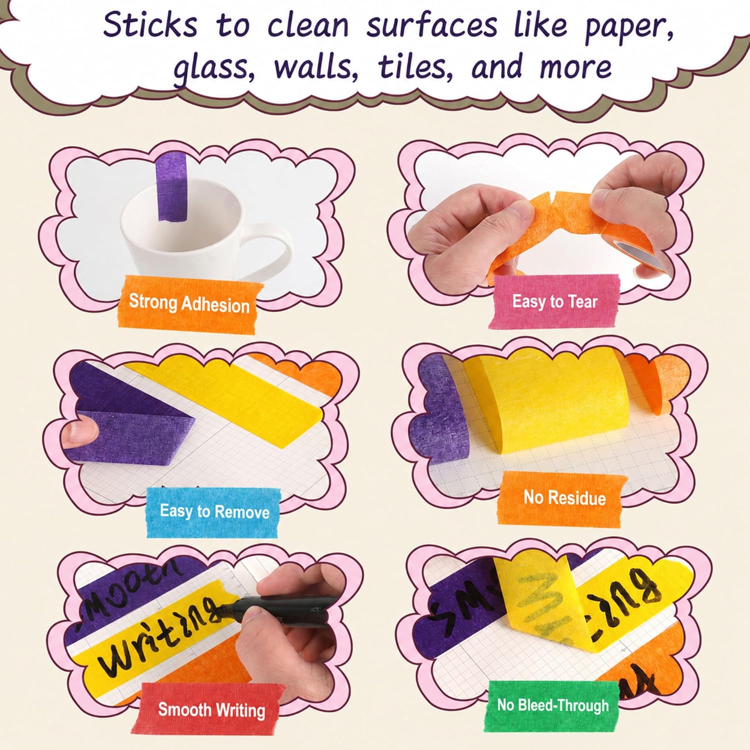 7 Colors Masking Tape, Residue - đánh giá và giá Kids Education Wallpaper