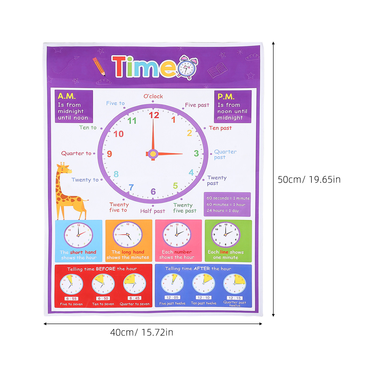 Time Teaching Poster for Kids  - đánh giá và giá Kids Education Wallpaper